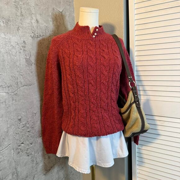 Red Sweater with Pearl Buttons - Picture 4 of 8